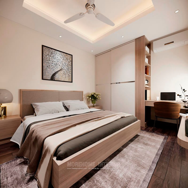 Giường ngủ đẹp được làm từ gỗ công nghiệp nhẹ nhàng mà vẫn đảm bảo độ cứng cáp, chắc chắn và có độ bền cao